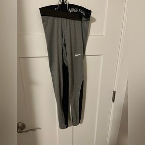 Big Girls Nike Pro Hyperwarm Tights Grey Black (Medium)